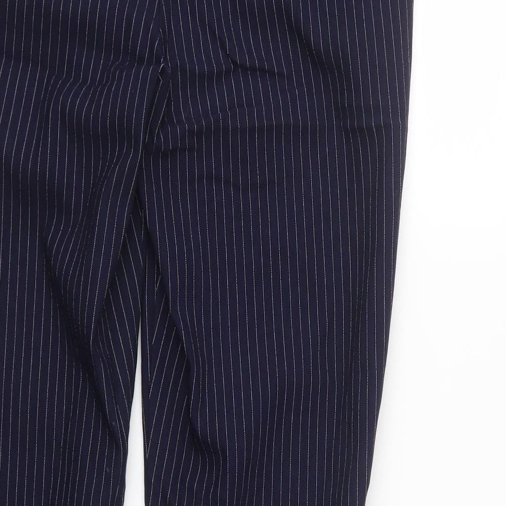 RESERVED Womens Blue Striped  Trousers  Size 10 L27 in - elastic waist