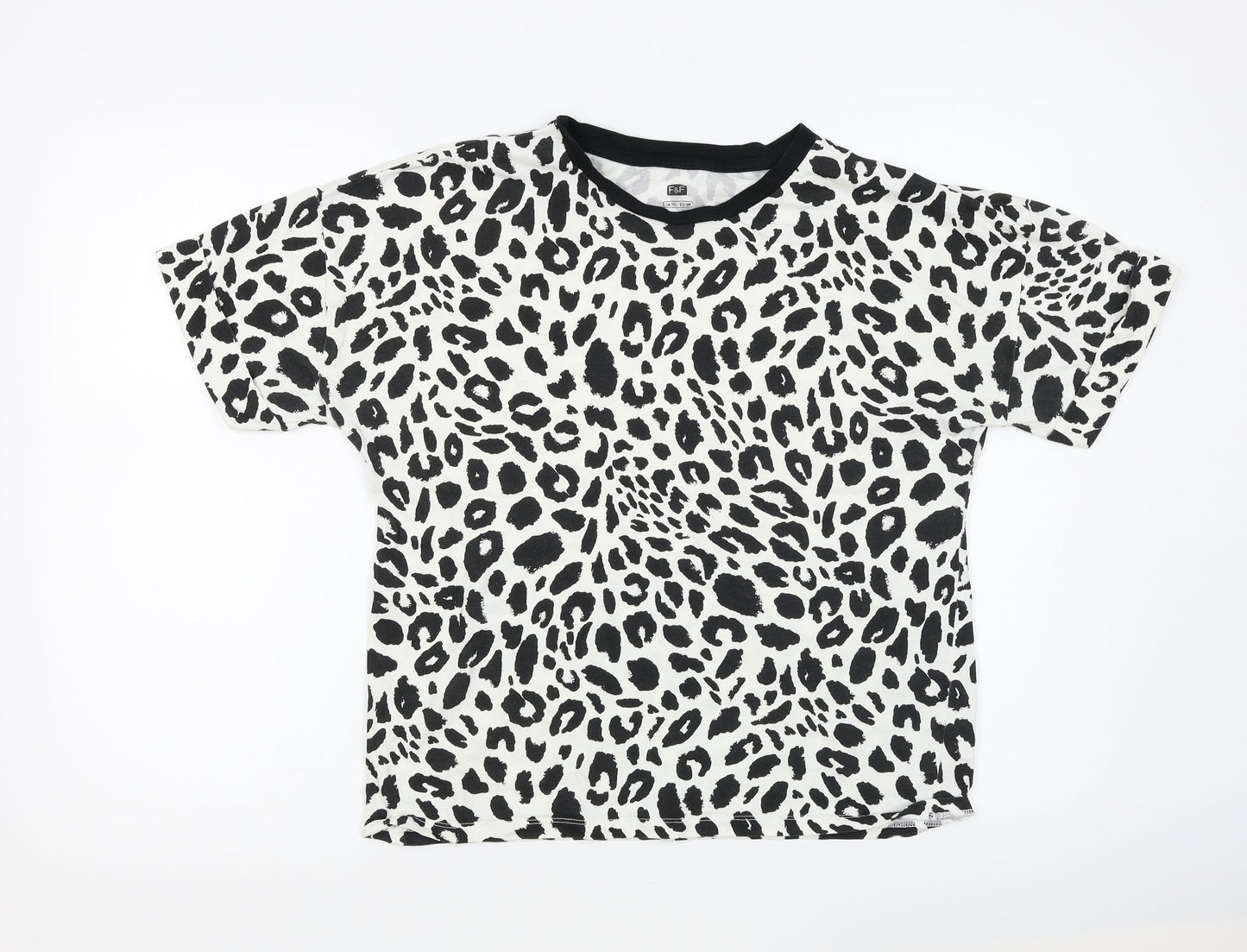 F&F Womens Multicoloured Animal Print  Basic T-Shirt Size 10