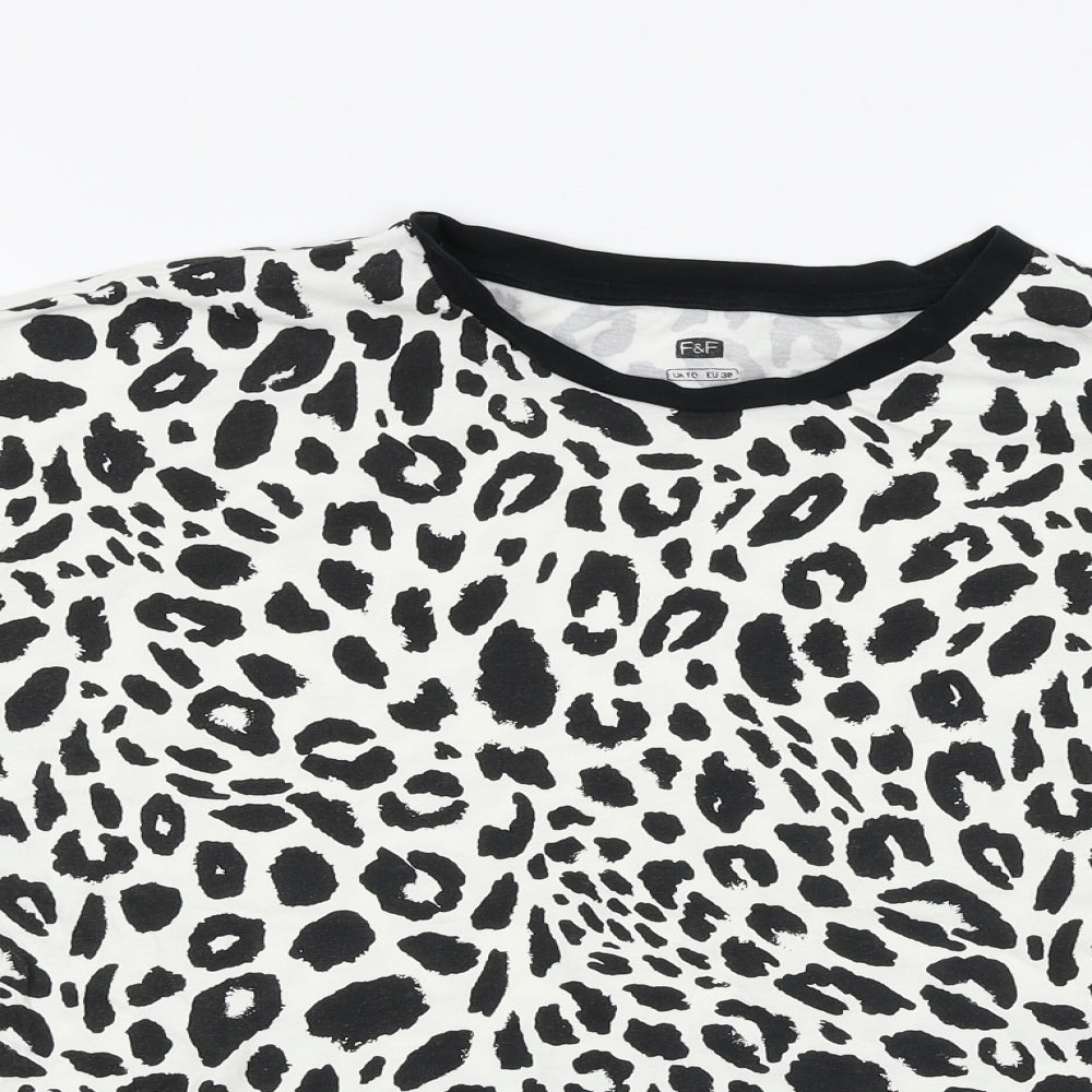 F&F Womens Multicoloured Animal Print  Basic T-Shirt Size 10
