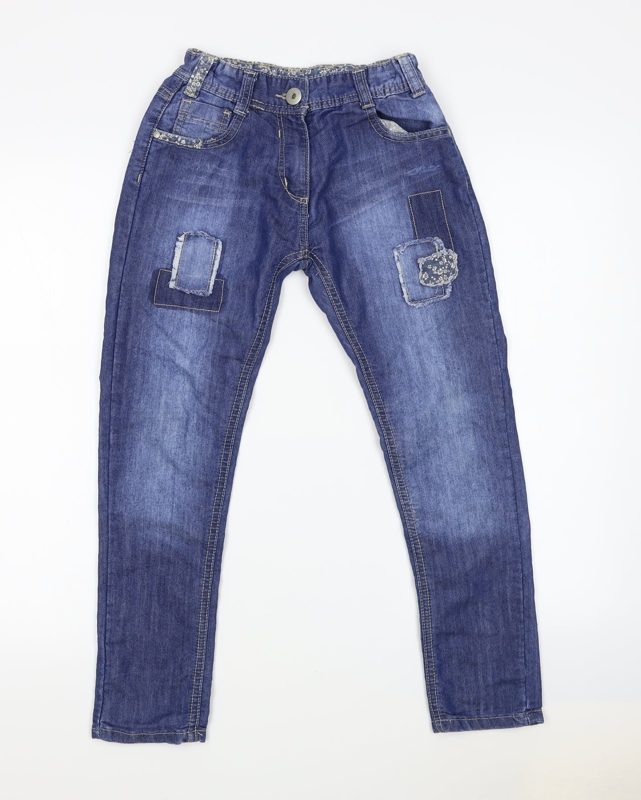 Preworn Girls Blue  Denim Straight Jeans Size 9 Years