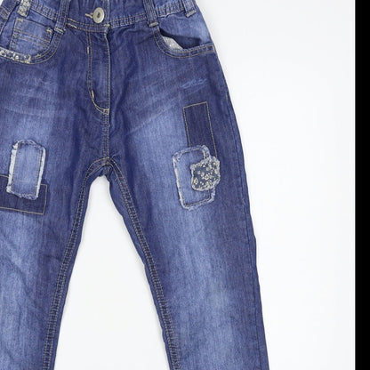 Preworn Girls Blue  Denim Straight Jeans Size 9 Years