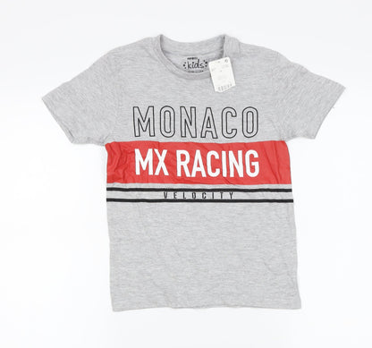 Pep&Co Boys Grey   Basic T-Shirt Size 7-8 Years  - Monaco MX Racing