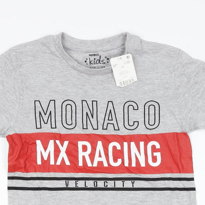 Pep&Co Boys Grey   Basic T-Shirt Size 7-8 Years  - Monaco MX Racing