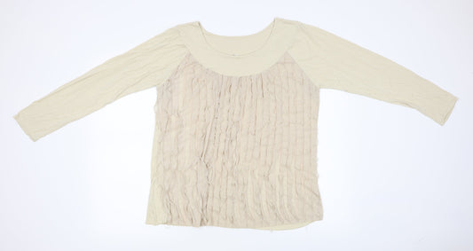 Womens UK Size L Preworn Beige Basic T-Shirt
