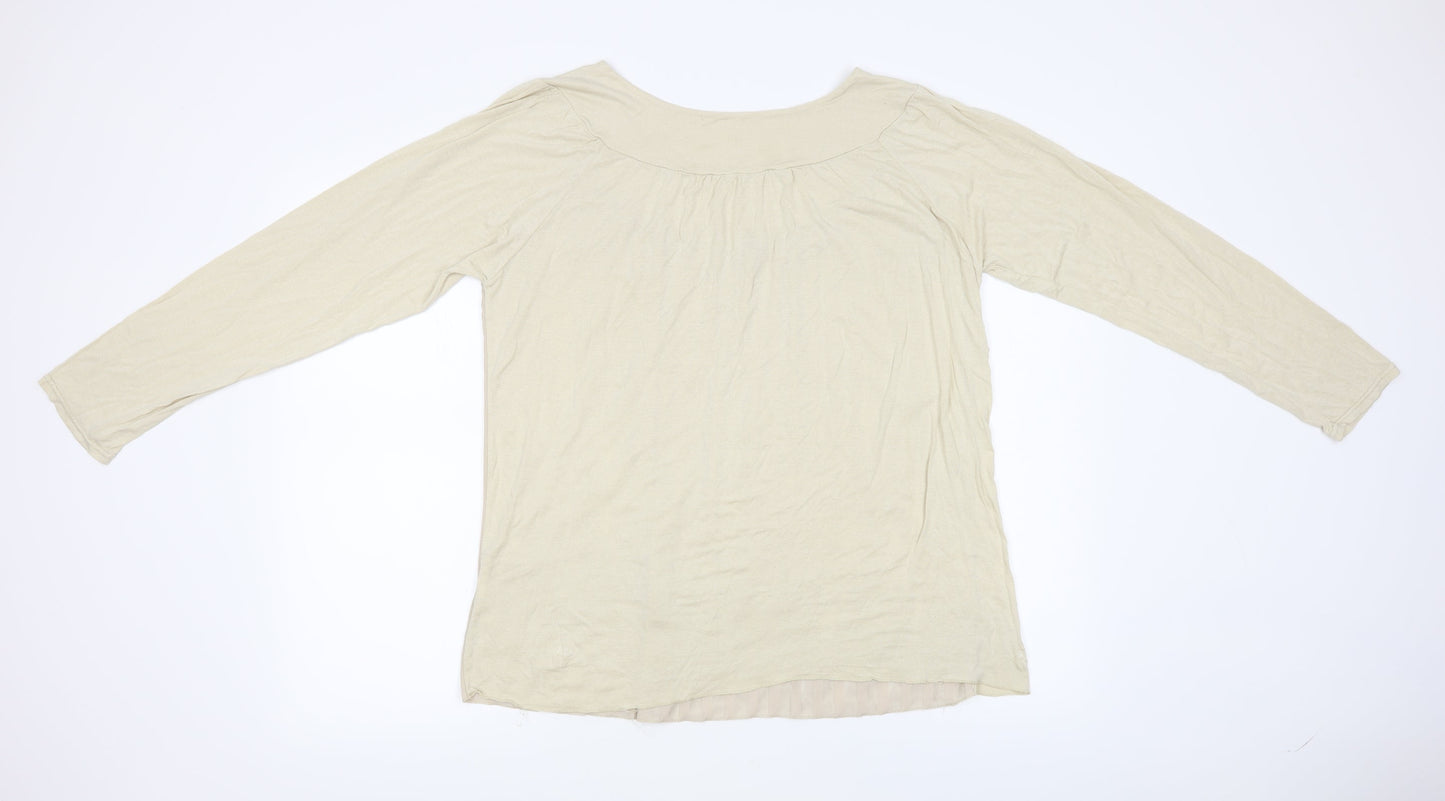 Womens UK Size L Preworn Beige Basic T-Shirt