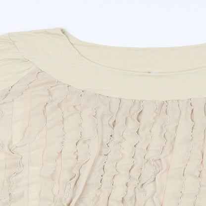 Womens UK Size L Preworn Beige Basic T-Shirt