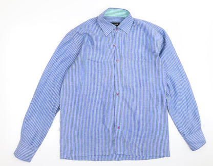 Mens UK Size 40 blue park Blue  Button-Up Long Sleeve Casual Shirt