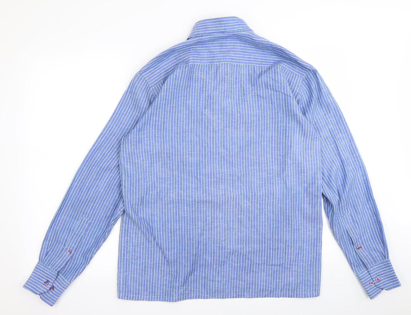 Mens UK Size 40 blue park Blue  Button-Up Long Sleeve Casual Shirt