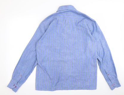 Mens UK Size 40 blue park Blue  Button-Up Long Sleeve Casual Shirt