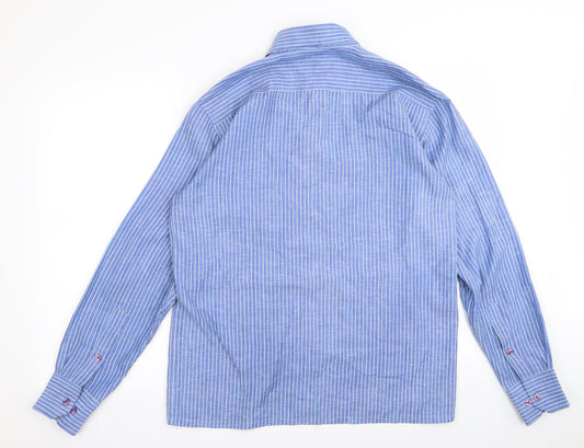 Mens UK Size 40 blue park Blue  Button-Up Long Sleeve Casual Shirt