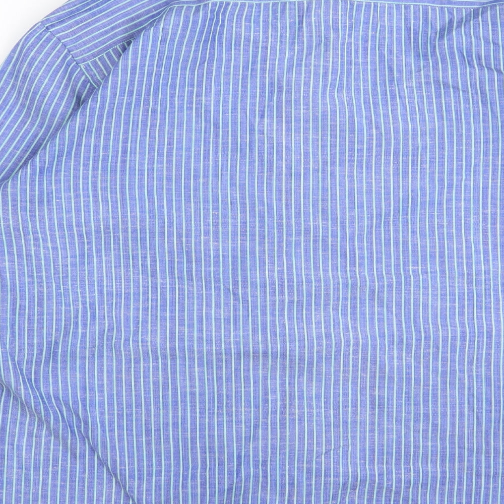 Mens UK Size 40 blue park Blue  Button-Up Long Sleeve Casual Shirt