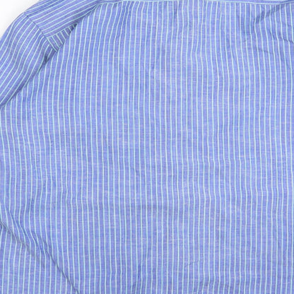 Mens UK Size 40 blue park Blue  Button-Up Long Sleeve Casual Shirt