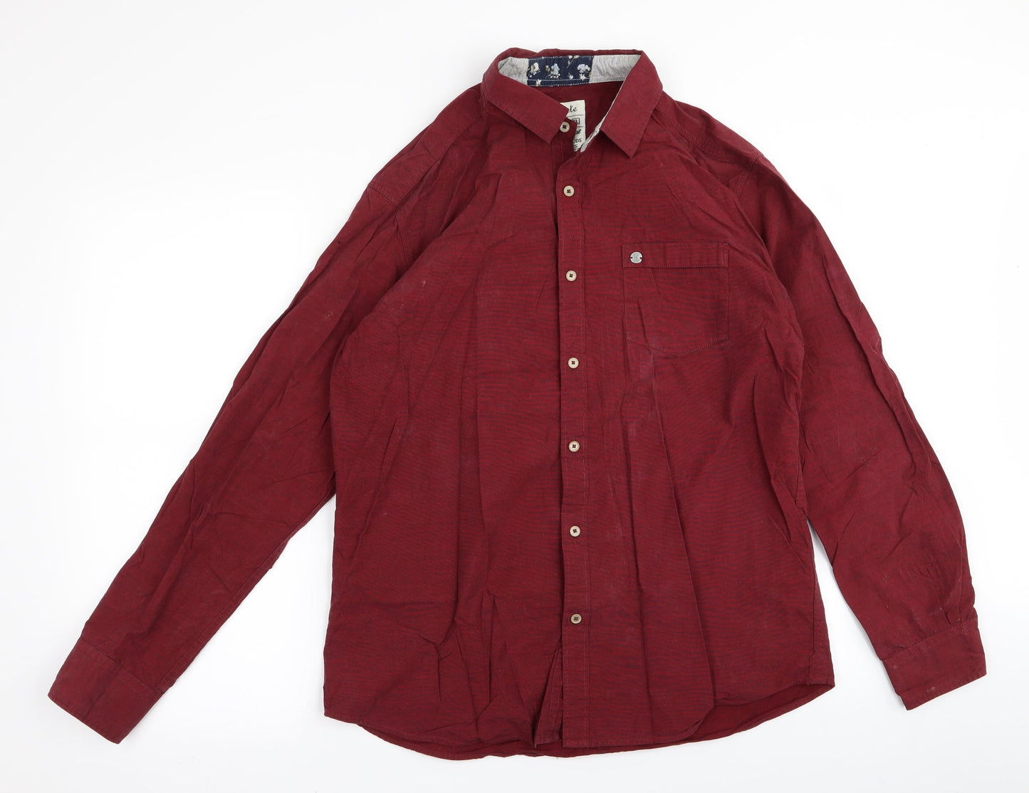 Mens UK Size XL Preworn Red  Button-Up Long Sleeve Casual Shirt
