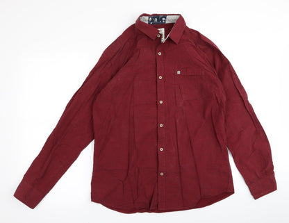 Mens UK Size XL Preworn Red  Button-Up Long Sleeve Casual Shirt