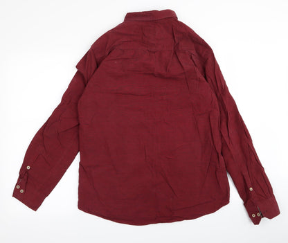 Mens UK Size XL Preworn Red  Button-Up Long Sleeve Casual Shirt