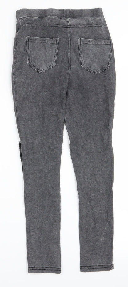 Preworn Girls Grey   Skinny Jeans Size 10 Years