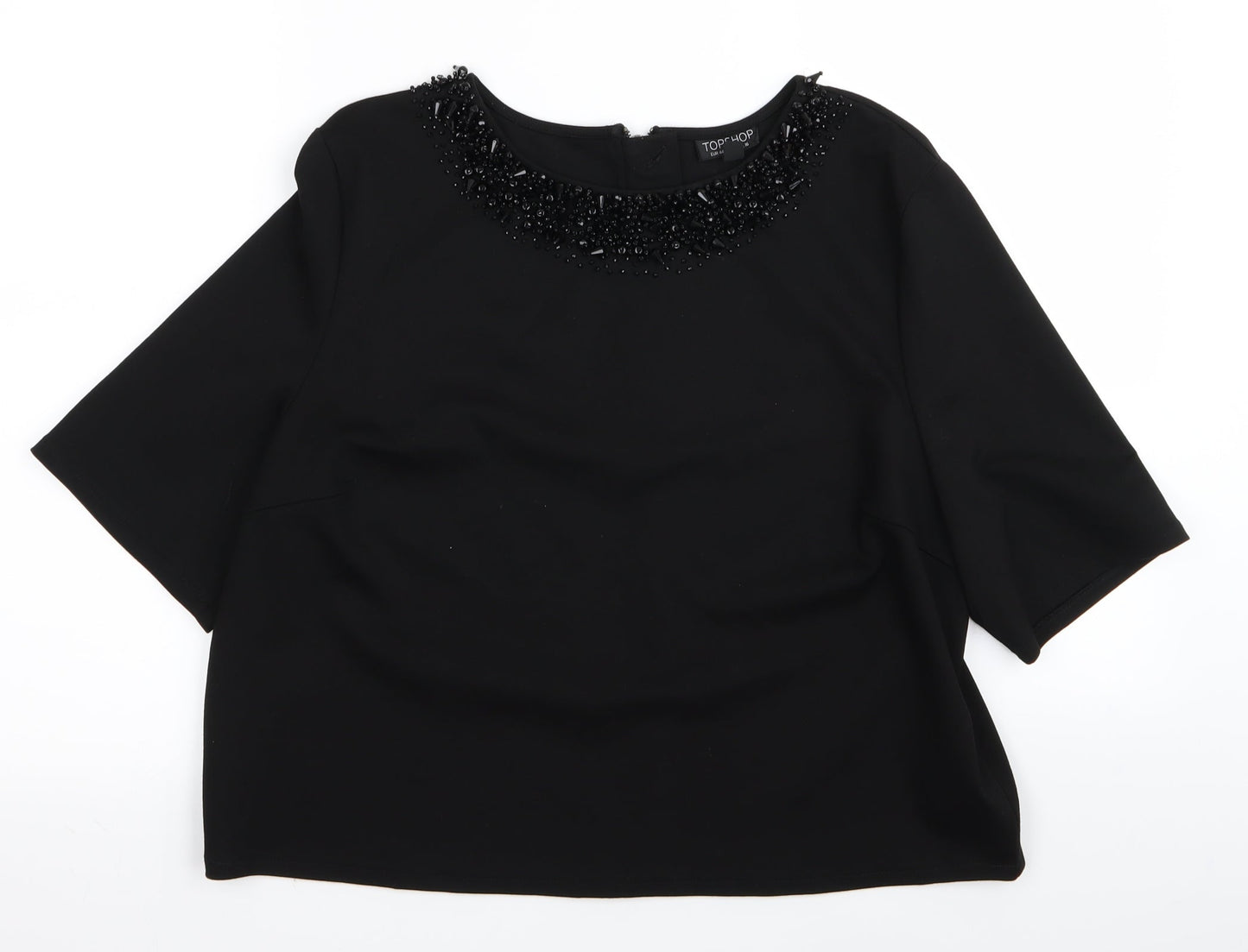 Topshop Womens Black  Rayon Basic T-Shirt Size 12