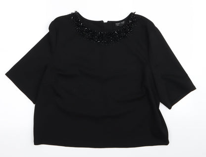 Topshop Womens Black  Rayon Basic T-Shirt Size 12