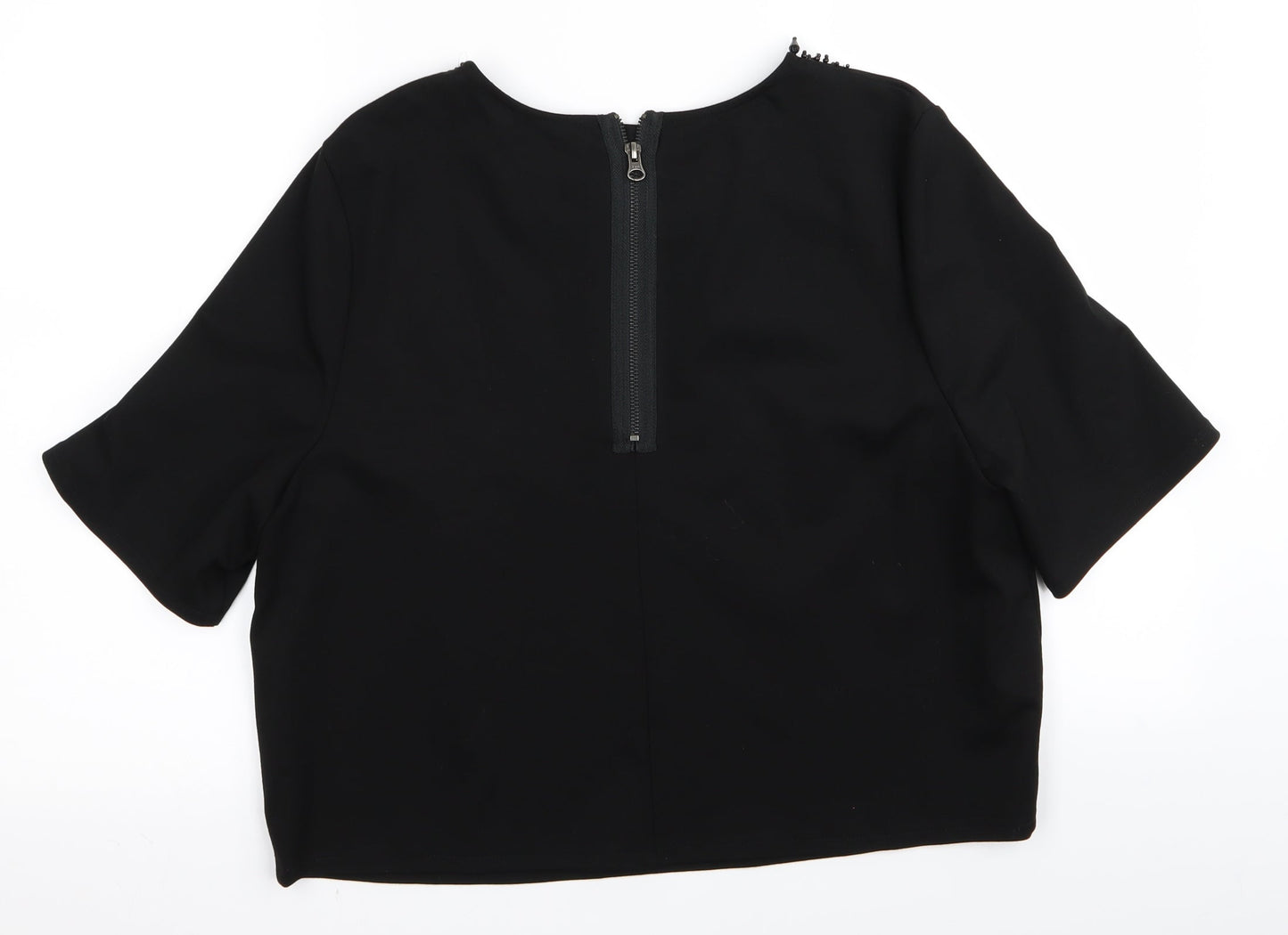 Topshop Womens Black  Rayon Basic T-Shirt Size 12