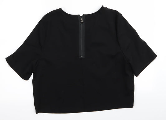 Topshop Womens Black  Rayon Basic T-Shirt Size 12