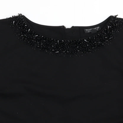 Topshop Womens Black  Rayon Basic T-Shirt Size 12