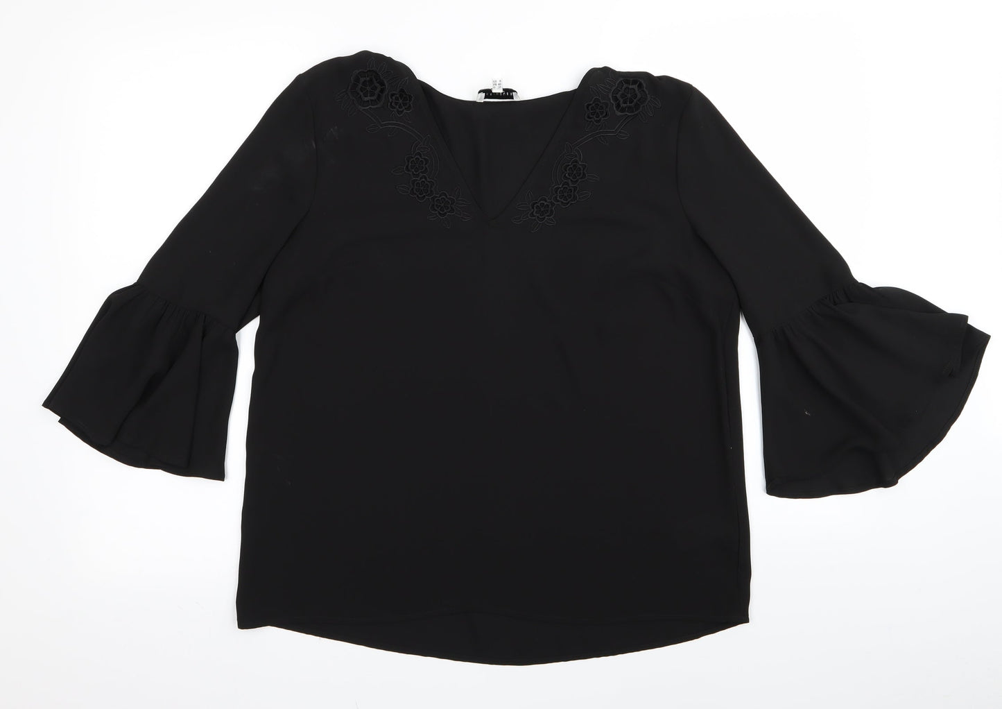 Womens UK Size 10 Warehouse Black Basic Blouse