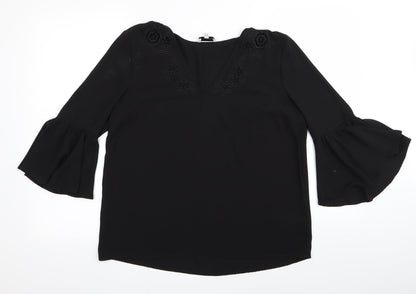 Womens UK Size 10 Warehouse Black Basic Blouse