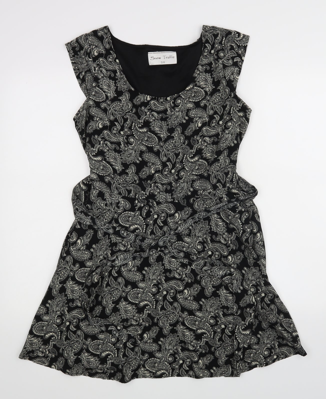 Snow Traffic Womens Black Floral  A-Line  Size S