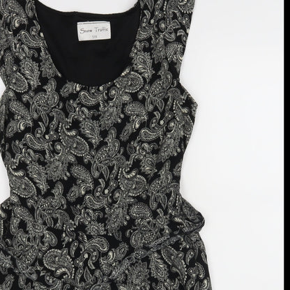 Snow Traffic Womens Black Floral  A-Line  Size S