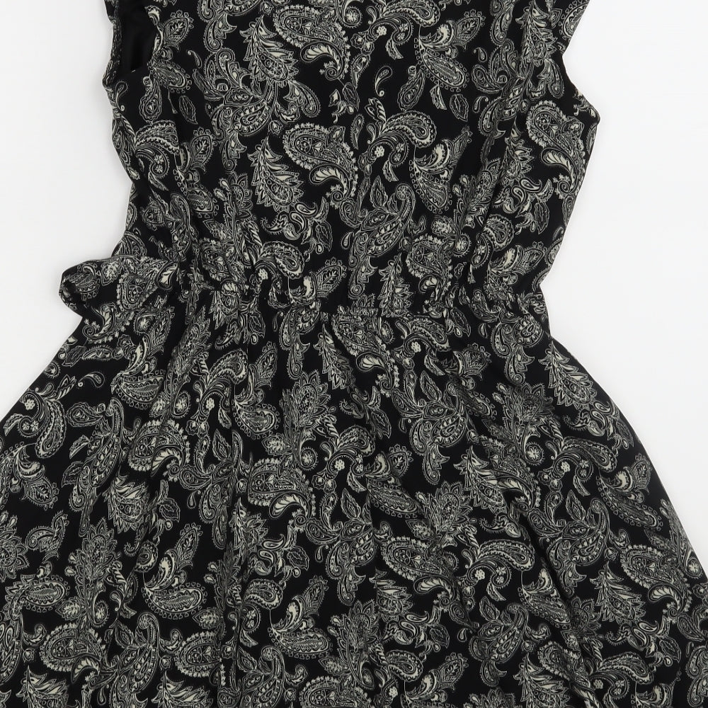 Snow Traffic Womens Black Floral  A-Line  Size S