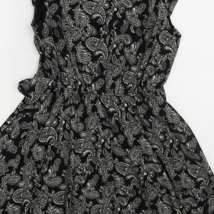 Snow Traffic Womens Black Floral  A-Line  Size S