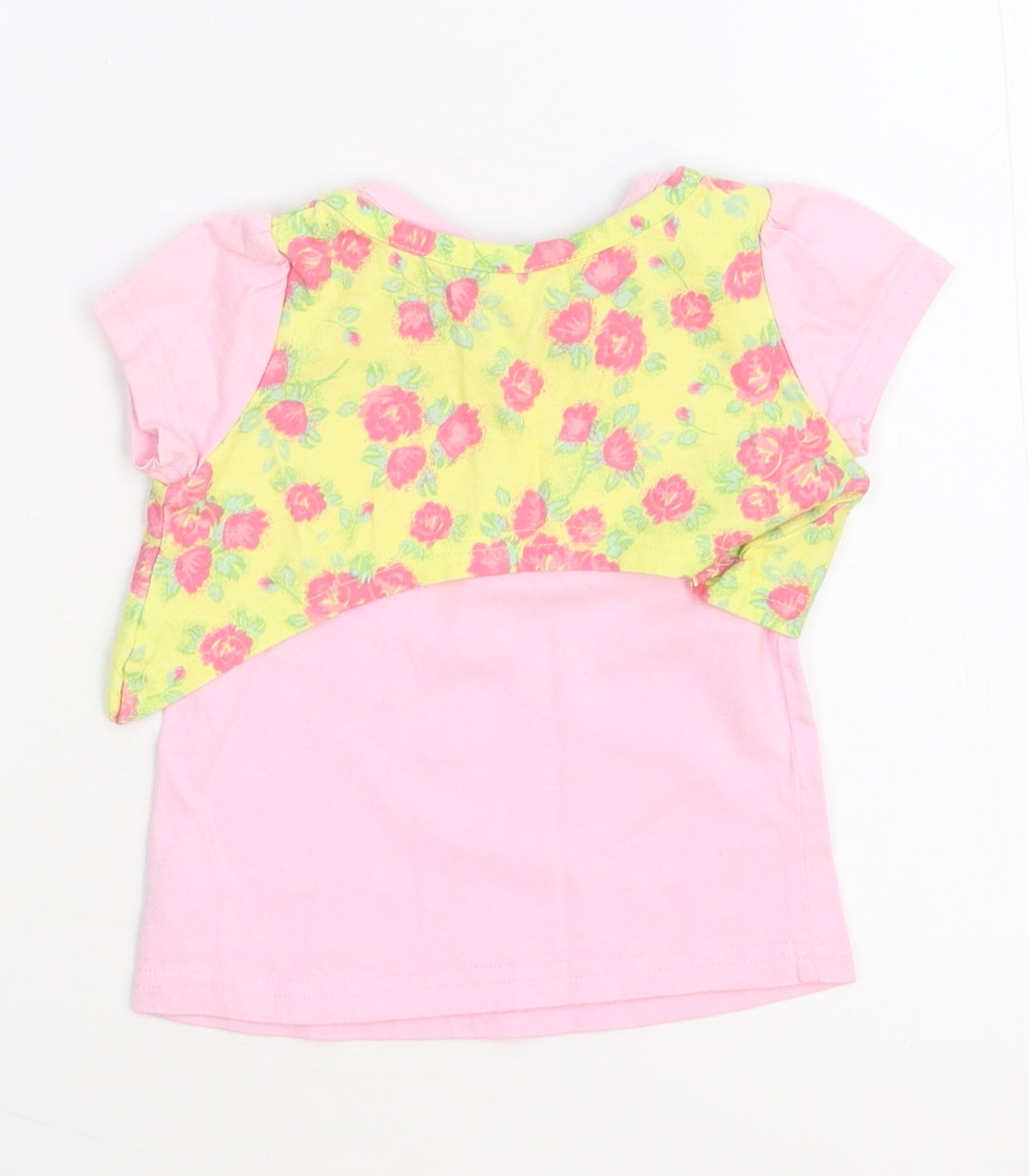 George Girls Pink Floral  Basic T-Shirt Size 6-9 Months