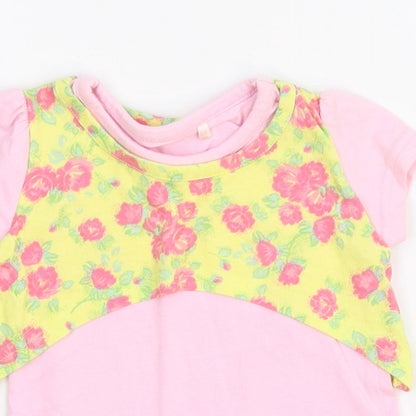 George Girls Pink Floral  Basic T-Shirt Size 6-9 Months