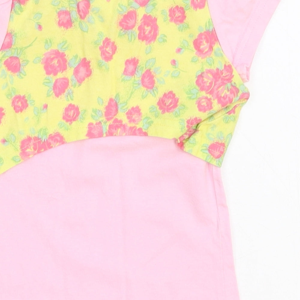 George Girls Pink Floral  Basic T-Shirt Size 6-9 Months