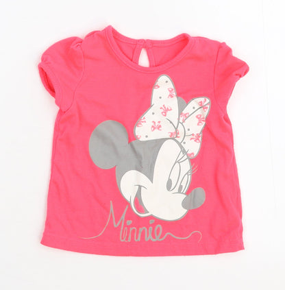 Disney Girls Pink   Basic T-Shirt Size 12-18 Months  - Mini Mouse