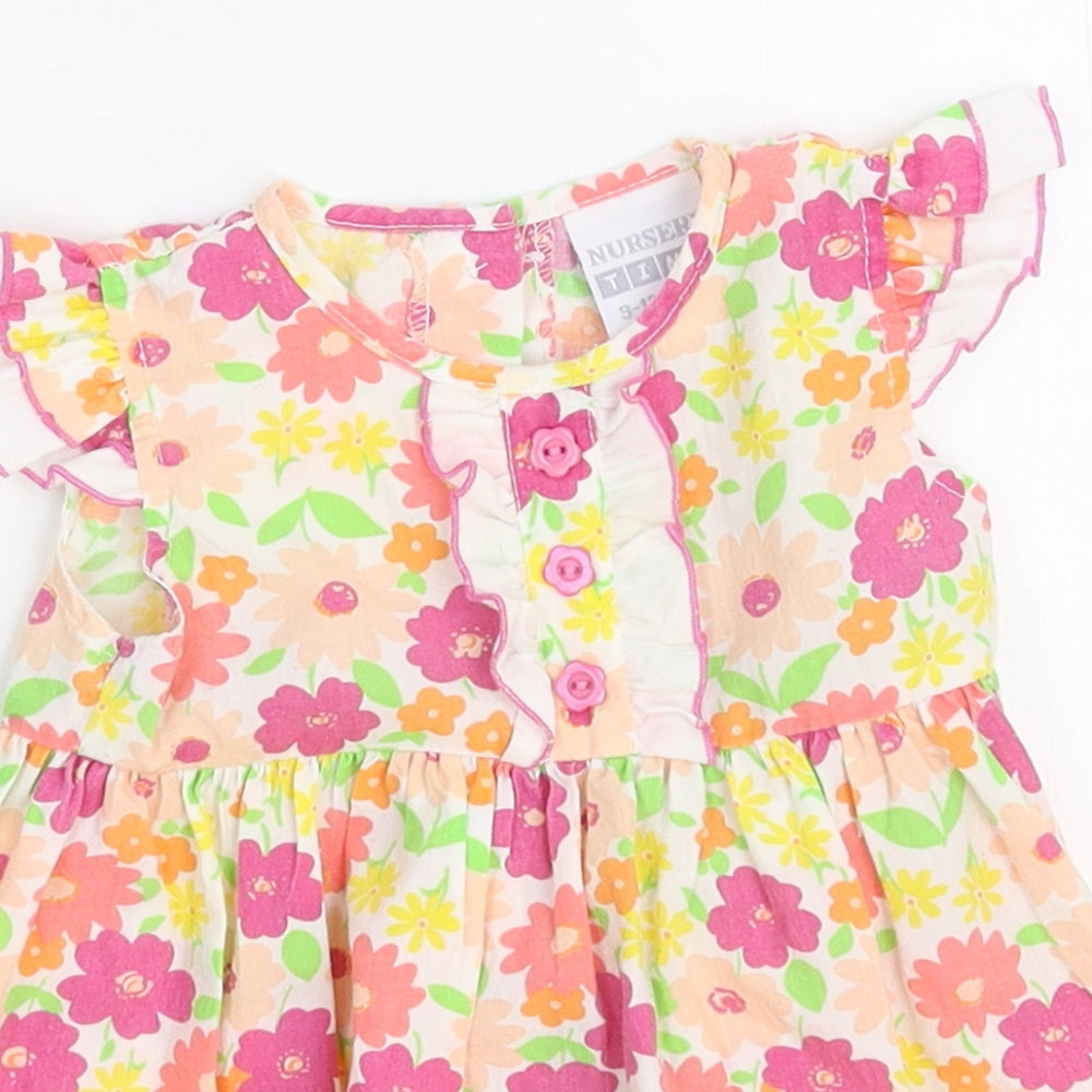 Nursery Time Girls Ivory Floral  Kaftan  Size 9-12 Months