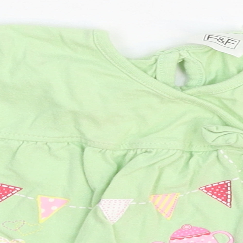 F&F Girls Green   Basic T-Shirt Size 6-9 Months