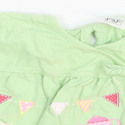 F&F Girls Green   Basic T-Shirt Size 6-9 Months