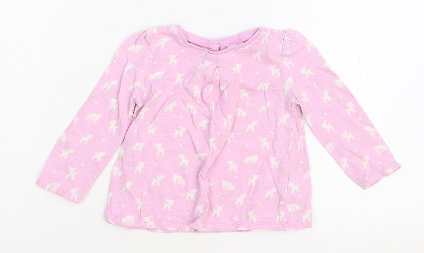 F&F Girls Pink   Basic T-Shirt Size 6-9 Months  - Bambi