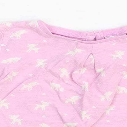 F&F Girls Pink   Basic T-Shirt Size 6-9 Months  - Bambi