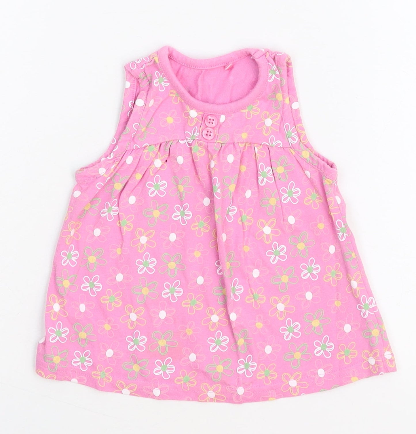 George Girls Pink Floral  Basic Tank Size 6-9 Months