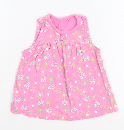 George Girls Pink Floral  Basic Tank Size 6-9 Months