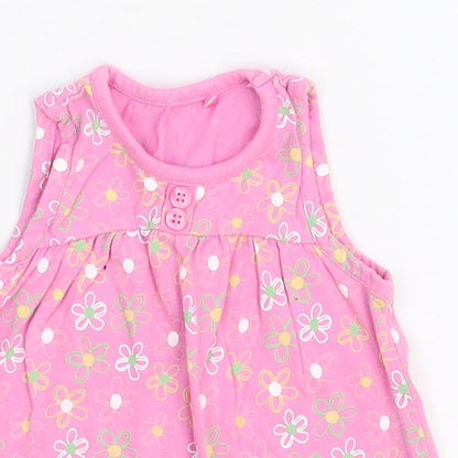 George Girls Pink Floral  Basic Tank Size 6-9 Months