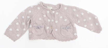 Monsoon Girls Pink Polka Dot  Cardigan Jumper Size 6-9 Months