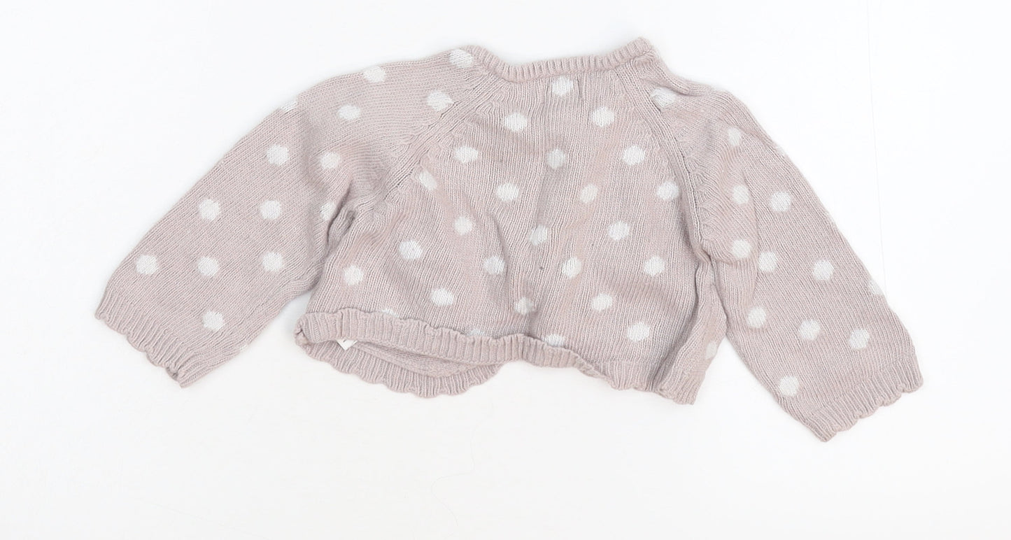 Monsoon Girls Pink Polka Dot  Cardigan Jumper Size 6-9 Months