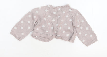 Monsoon Girls Pink Polka Dot  Cardigan Jumper Size 6-9 Months