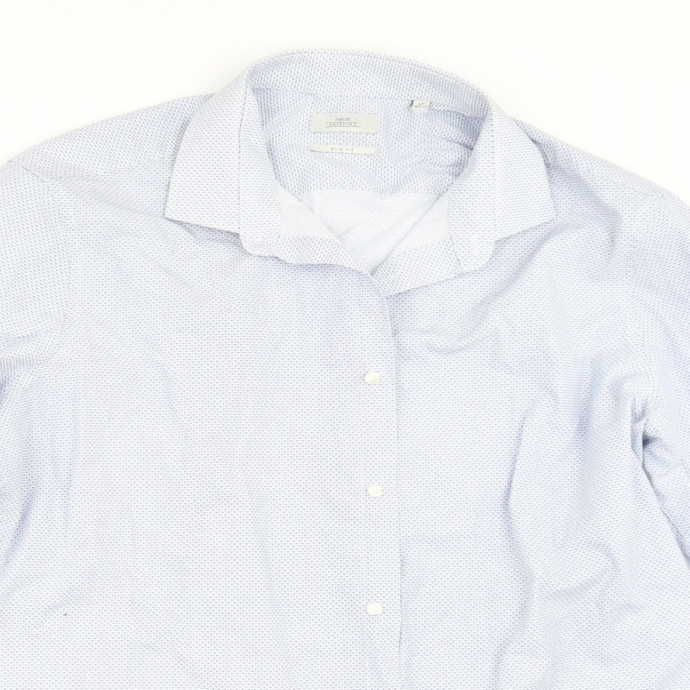 Mens UK Size 17 NEXT Black  Button-Up Long Sleeve Casual Shirt