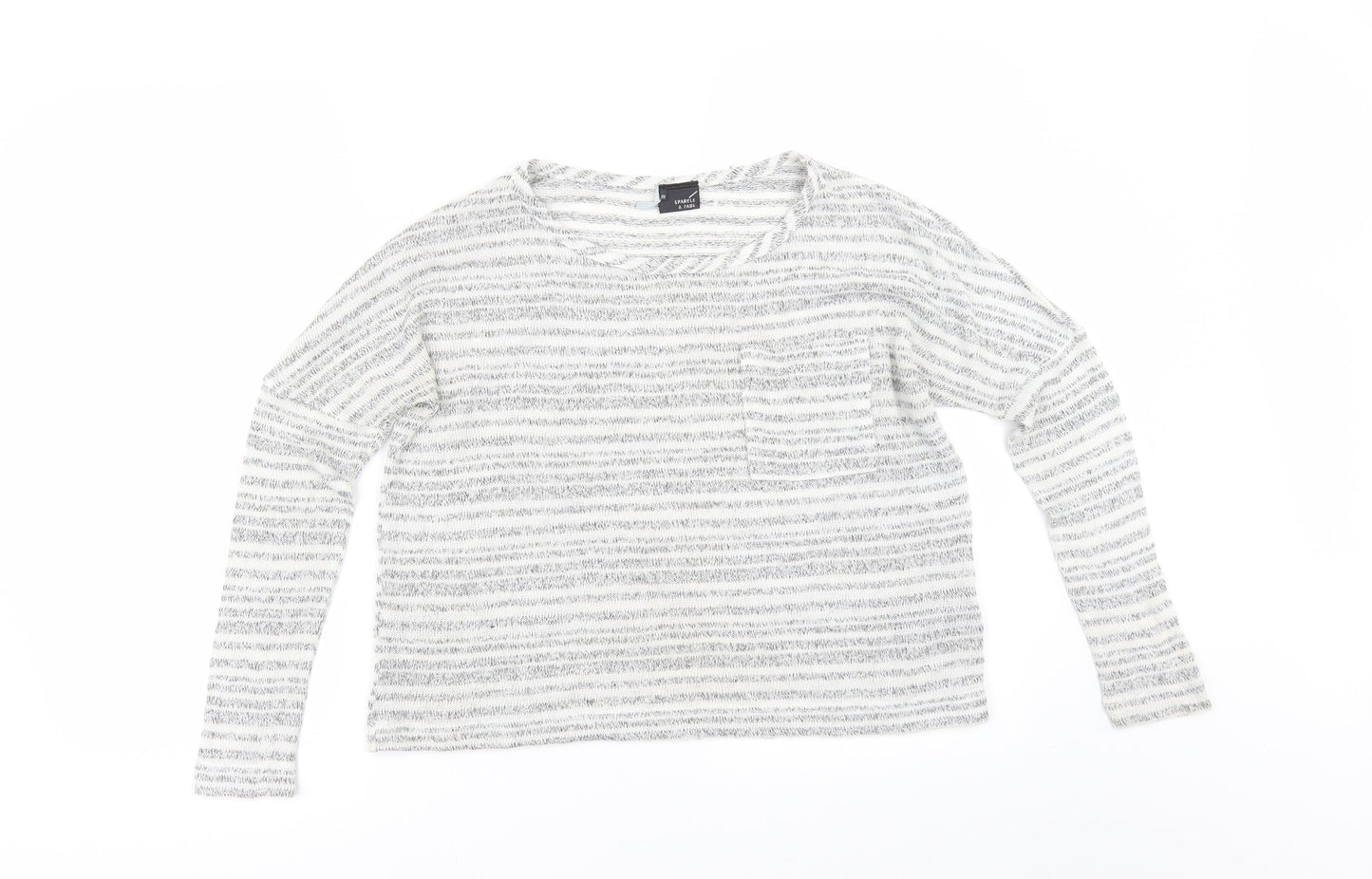Sparkle & Fade Womens Grey Striped  Pullover Jumper Size XS