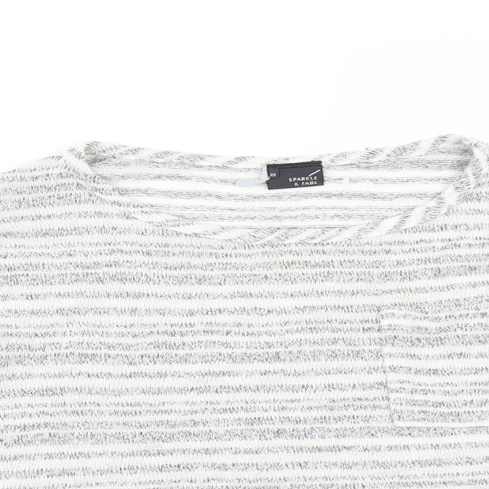 Sparkle & Fade Womens Grey Striped  Pullover Jumper Size XS