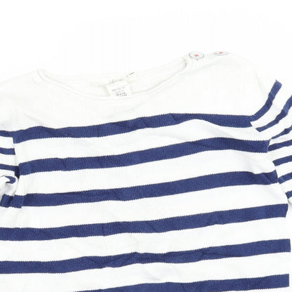 H&M Girls White Striped  Pullover Jumper Size 9-10 Years